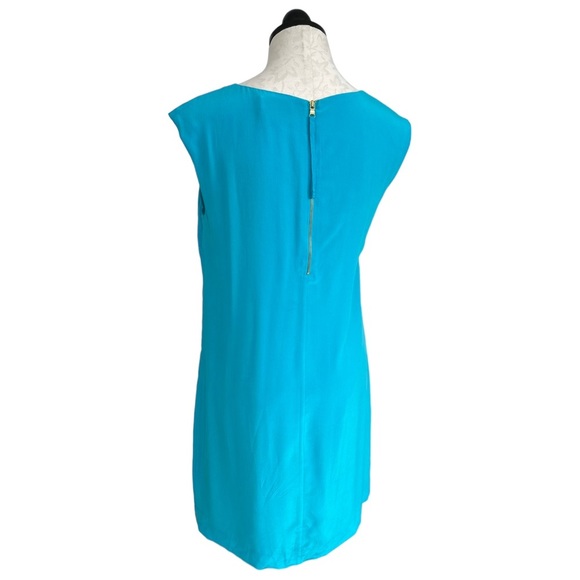 Cynthia Rowley 100% Silk Teal Dress Cap Sleeve Sheath Exposed Back Zipper Size 6 - Picture 5 of 12